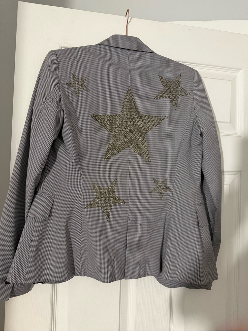 Gray Star-Embellished Women's Blazer Jacket
